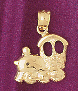 Dazzlers Jewelry Locomotive Train Pendant Necklace Charm Bracelet in Yellow, White or Rose Gold 439…