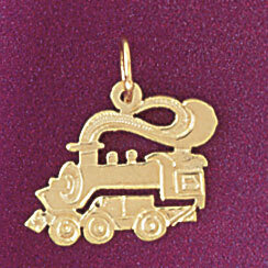 Locomotive Train Pendant Necklace Charm Bracelet in Yellow, White or Rose Gold 4397