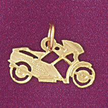 Motorbike Pendant Necklace Charm Bracelet in Yellow, White or Rose Gold 4404