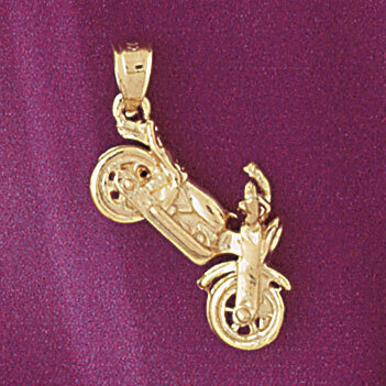 Motorbike Pendant Necklace Charm Bracelet in Yellow, White or Rose Gold 4408