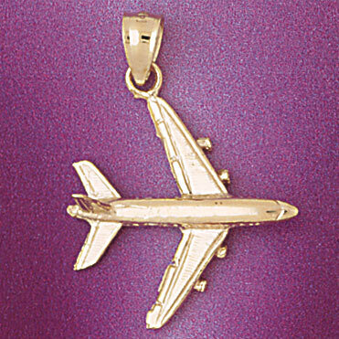 Airplane Jet Pendant Necklace Charm Bracelet in Yellow, White or Rose Gold 4411