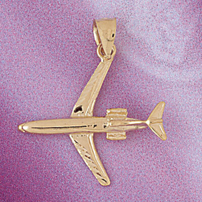 Airplane Jet Pendant Necklace Charm Bracelet in Yellow, White or Rose Gold 4415