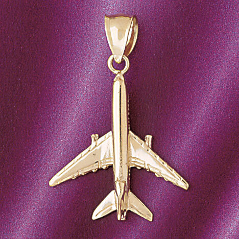 Airplane Jet Pendant Necklace Charm Bracelet in Yellow, White or Rose Gold 4416