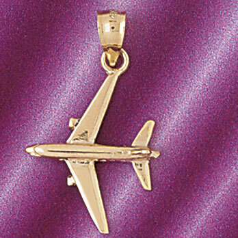 Airplane Jet Pendant Necklace Charm Bracelet in Yellow, White or Rose Gold 4417