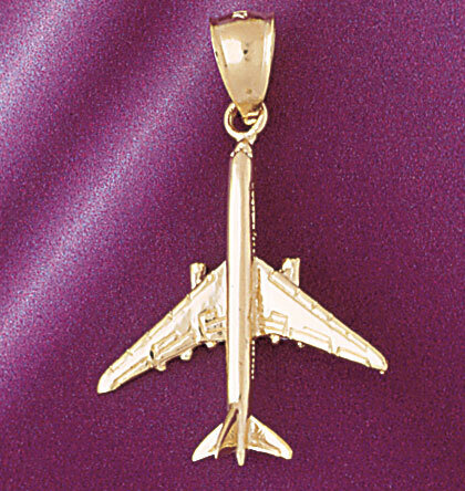 Airplane Jet Pendant Necklace Charm Bracelet in Yellow, White or Rose Gold 4418