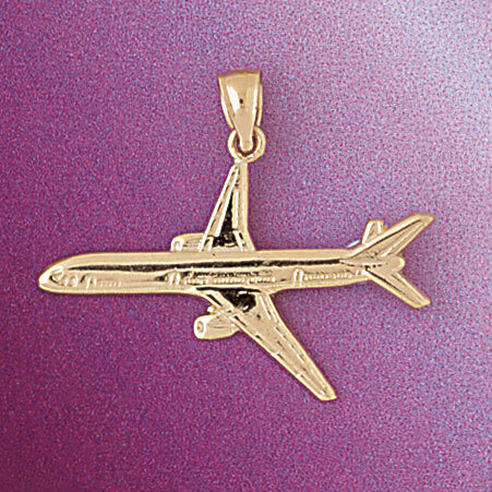 Airplane Jet Pendant Necklace Charm Bracelet in Yellow, White or Rose Gold 4419