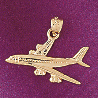 Airplane Jet Pendant Necklace Charm Bracelet in Yellow, White or Rose Gold 4423