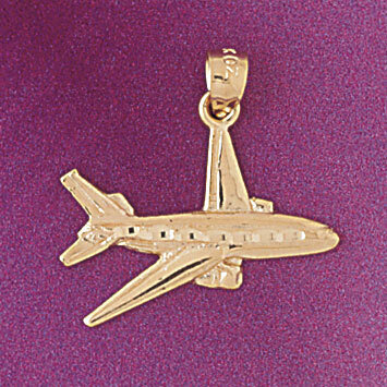Airplane Jet Pendant Necklace Charm Bracelet in Yellow, White or Rose Gold 4424