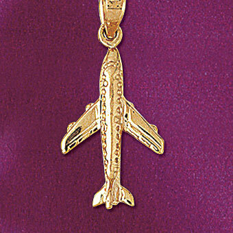Airplane Jet Pendant Necklace Charm Bracelet in Yellow, White or Rose Gold 4426