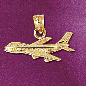 Airplane Jet Pendant Necklace Charm Bracelet in Yellow, White or Rose Gold 4427