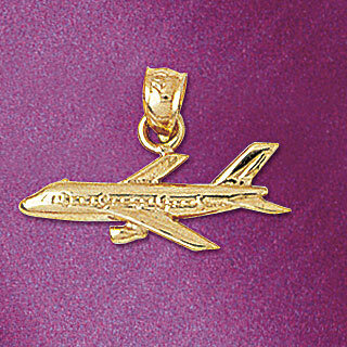 Airplane Jet Pendant Necklace Charm Bracelet in Yellow, White or Rose Gold 4428