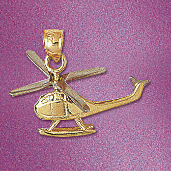 Helicopter Pendant Necklace Charm Bracelet in Yellow, White or Rose Gold 4430