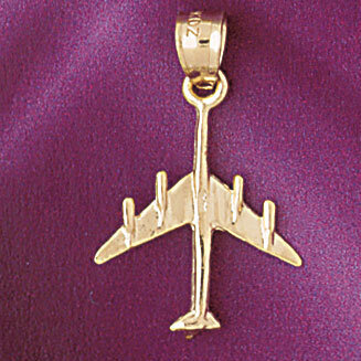Airplane Jet Pendant Necklace Charm Bracelet in Yellow, White or Rose Gold 4431