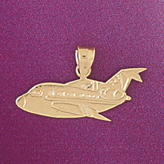 Airplane Jet Pendant Necklace Charm Bracelet in Yellow, White or Rose Gold 4435