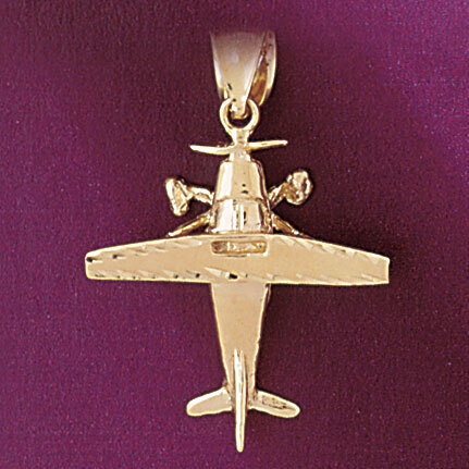 Airplane Jet Pendant Necklace Charm Bracelet in Yellow, White or Rose Gold 4437