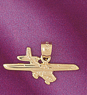 Airplane Jet Pendant Necklace Charm Bracelet in Yellow, White or Rose Gold 4441