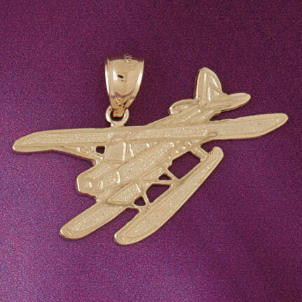Airplane Pendant Necklace Charm Bracelet in Yellow, White or Rose Gold 4446