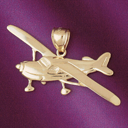 Airplane Pendant Necklace Charm Bracelet in Yellow, White or Rose Gold 4447