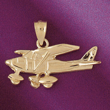 Airplane Pendant Necklace Charm Bracelet in Yellow, White or Rose Gold 4448