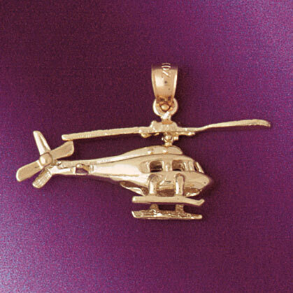 Helicopter Pendant Necklace Charm Bracelet in Yellow, White or Rose Gold 4452