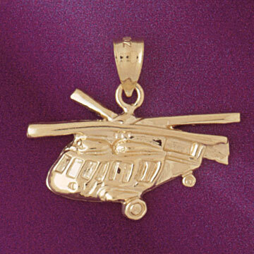Helicopter Pendant Necklace Charm Bracelet in Yellow, White or Rose Gold 4454