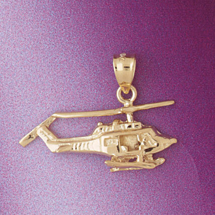 Helicopter Pendant Necklace Charm Bracelet in Yellow, White or Rose Gold 4456