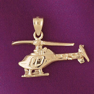 Helicopter Pendant Necklace Charm Bracelet in Yellow, White or Rose Gold 4457