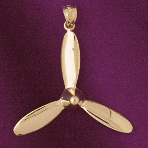 Airplane Propeller Pendant Necklace Charm Bracelet in Yellow, White or Rose Gold 4458