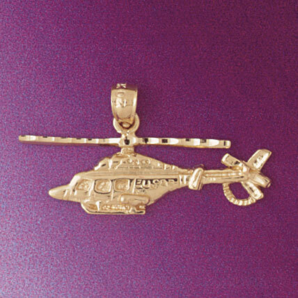 Helicopter Pendant Necklace Charm Bracelet in Yellow, White or Rose Gold 4462