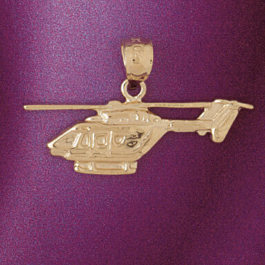 Helicopter Pendant Necklace Charm Bracelet in Yellow, White or Rose Gold 4465