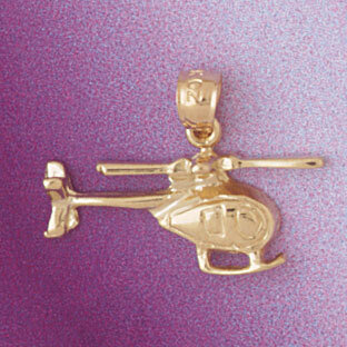 Helicopter Pendant Necklace Charm Bracelet in Yellow, White or Rose Gold 4466