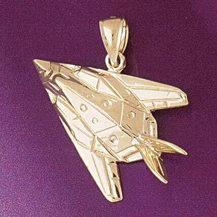 Airplane Jet Pendant Necklace Charm Bracelet in Yellow, White or Rose Gold 4470