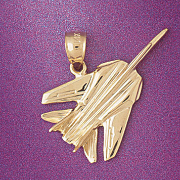 Airplane Jet Pendant Necklace Charm Bracelet in Yellow, White or Rose Gold 4475
