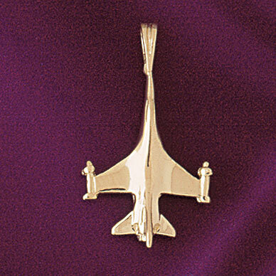 Airplane Jet Pendant Necklace Charm Bracelet in Yellow, White or Rose Gold 4479