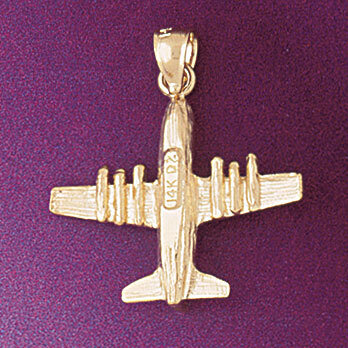 Bomber Airplane Pendant Necklace Charm Bracelet in Yellow, White or Rose Gold 4482
