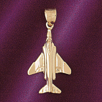 Airplane Jet Pendant Necklace Charm Bracelet in Yellow, White or Rose Gold 4486