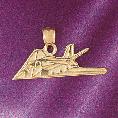 Airplane Jet Pendant Necklace Charm Bracelet in Yellow, White or Rose Gold 4489