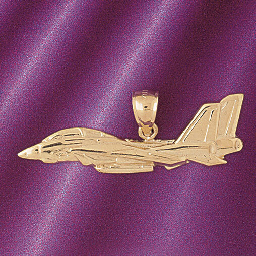 Airplane Jet Pendant Necklace Charm Bracelet in Yellow, White or Rose Gold 4490