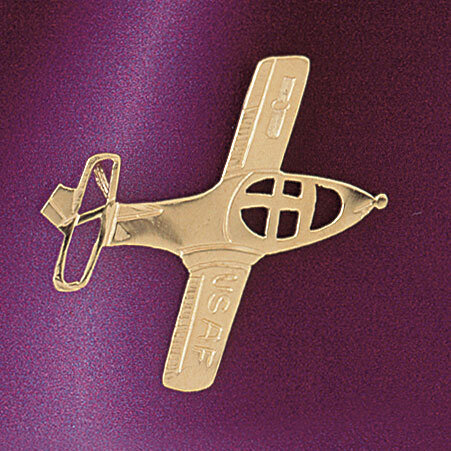 Airplane Jet Pendant Necklace Charm Bracelet in Yellow, White or Rose Gold 4491
