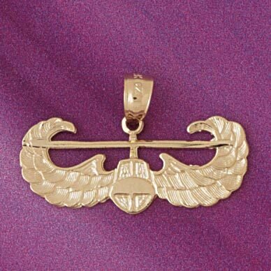 Military Air Force Sign Pendant Necklace Charm Bracelet in Yellow, White or Rose Gold 4499