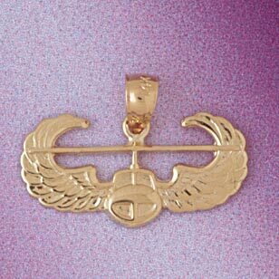 Military Air Force Sign Pendant Necklace Charm Bracelet in Yellow, White or Rose Gold 4501