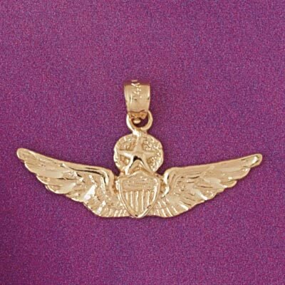 Military Air Force Sign Pendant Necklace Charm Bracelet in Yellow, White or Rose Gold 4504