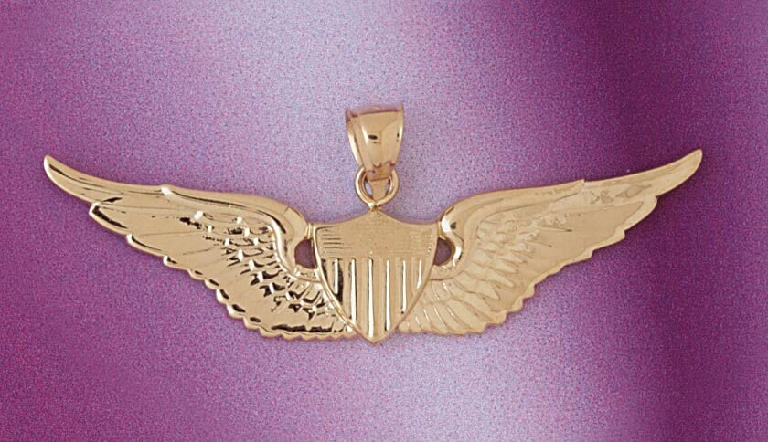 Military Air Force Sign Pendant Necklace Charm Bracelet in Yellow, White or Rose Gold 4505