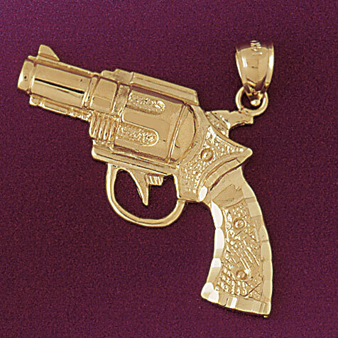 Gun Pendant Necklace Charm Bracelet in Yellow, White or Rose Gold 4521