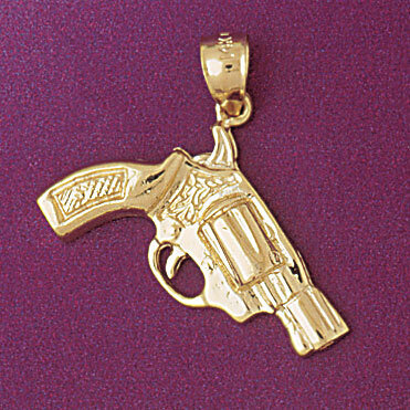 Gun Pendant Necklace Charm Bracelet in Yellow, White or Rose Gold 4523