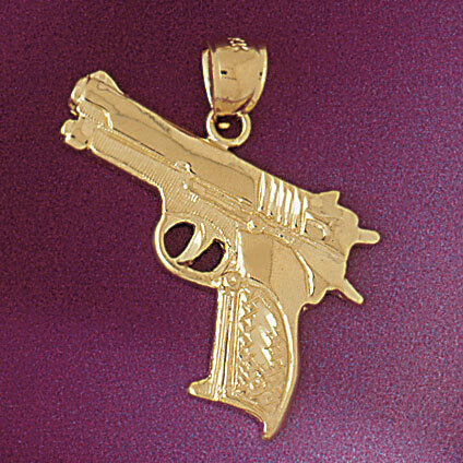 Gun Pendant Necklace Charm Bracelet in Yellow, White or Rose Gold 4527
