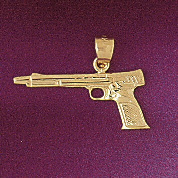 Gun Pendant Necklace Charm Bracelet in Yellow, White or Rose Gold 4531