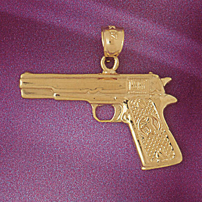 Gun Pendant Necklace Charm Bracelet in Yellow, White or Rose Gold 4532