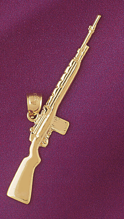 Gun Pendant Necklace Charm Bracelet in Yellow, White or Rose Gold 4534