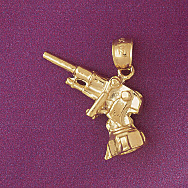 Gun Pendant Necklace Charm Bracelet in Yellow, White or Rose Gold 4538